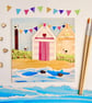Beach Huts - printed greetings card - Image 1