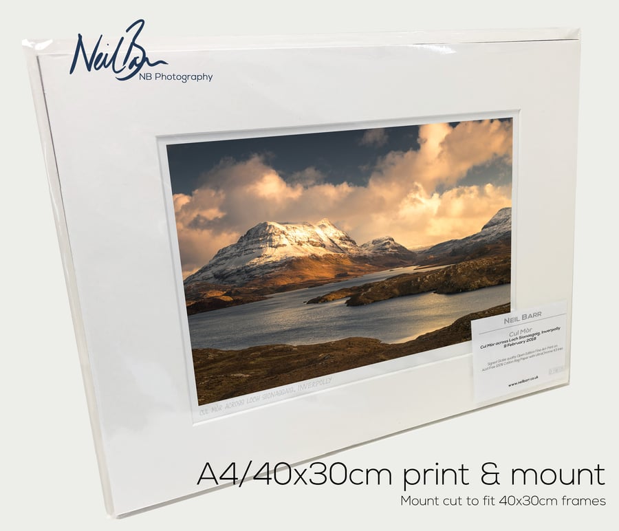 Cul Mor & Loch Sionasgaig, Inverpolly, Scotland - A4 (40x30cm) Unframed Print