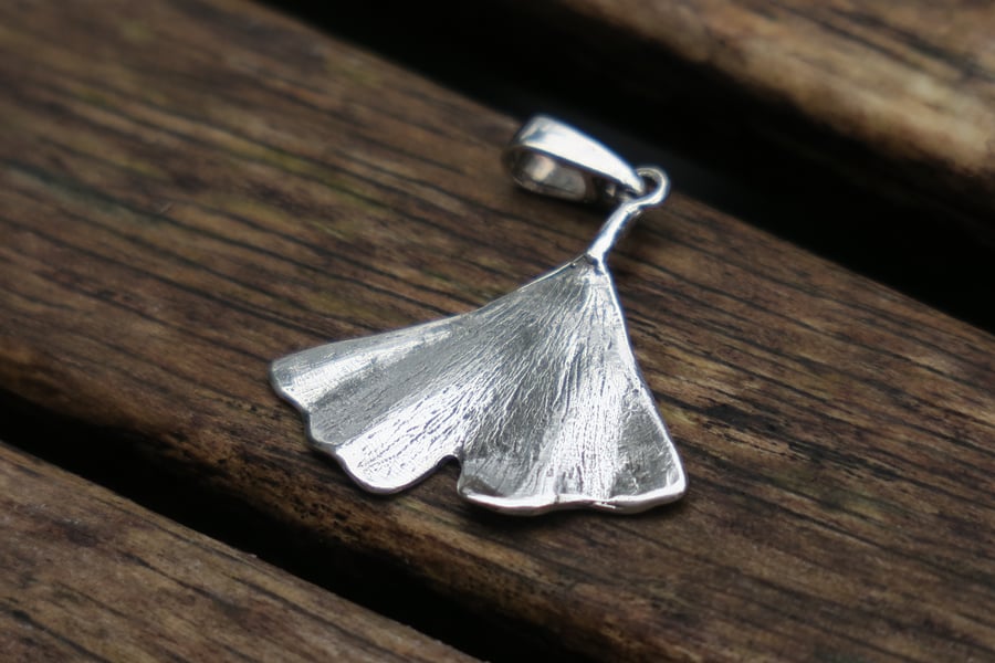 Ginkgo Leaf Pendant, Sterling Silver Nature Pendant, Ginkgo Biloba Jewellery