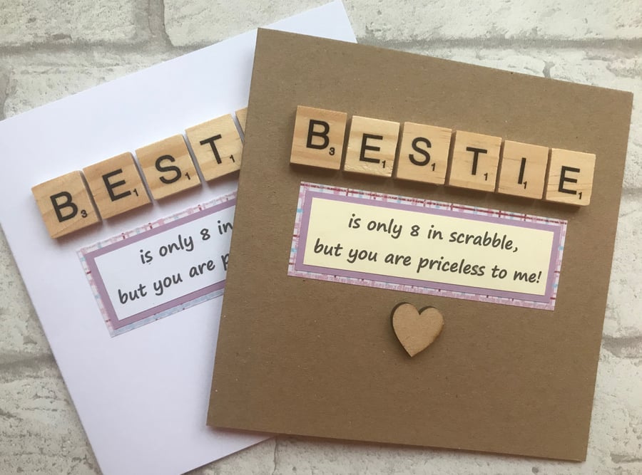 Personalised Handmade Bestie, best friend Birthday scrabble card