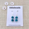 Turquoise Marble Glass Beaded Sterling Silver Earrings