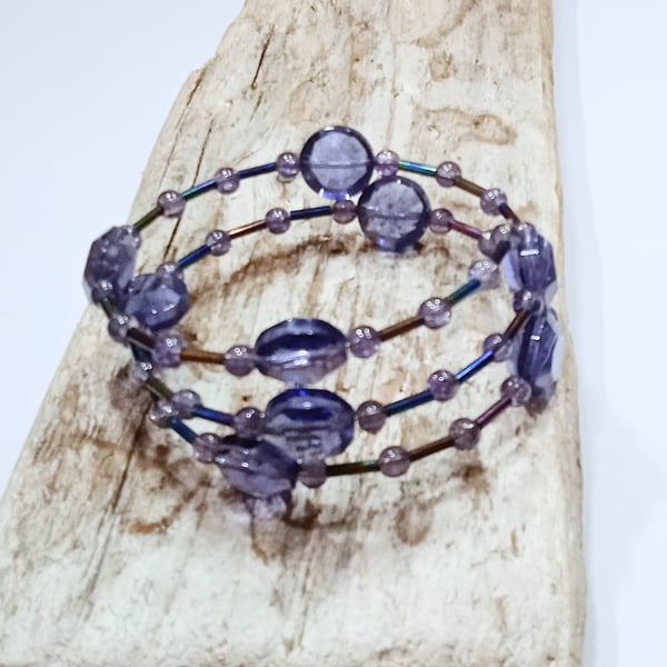 Purple Glass Wrap Bracelet - UK Free Post