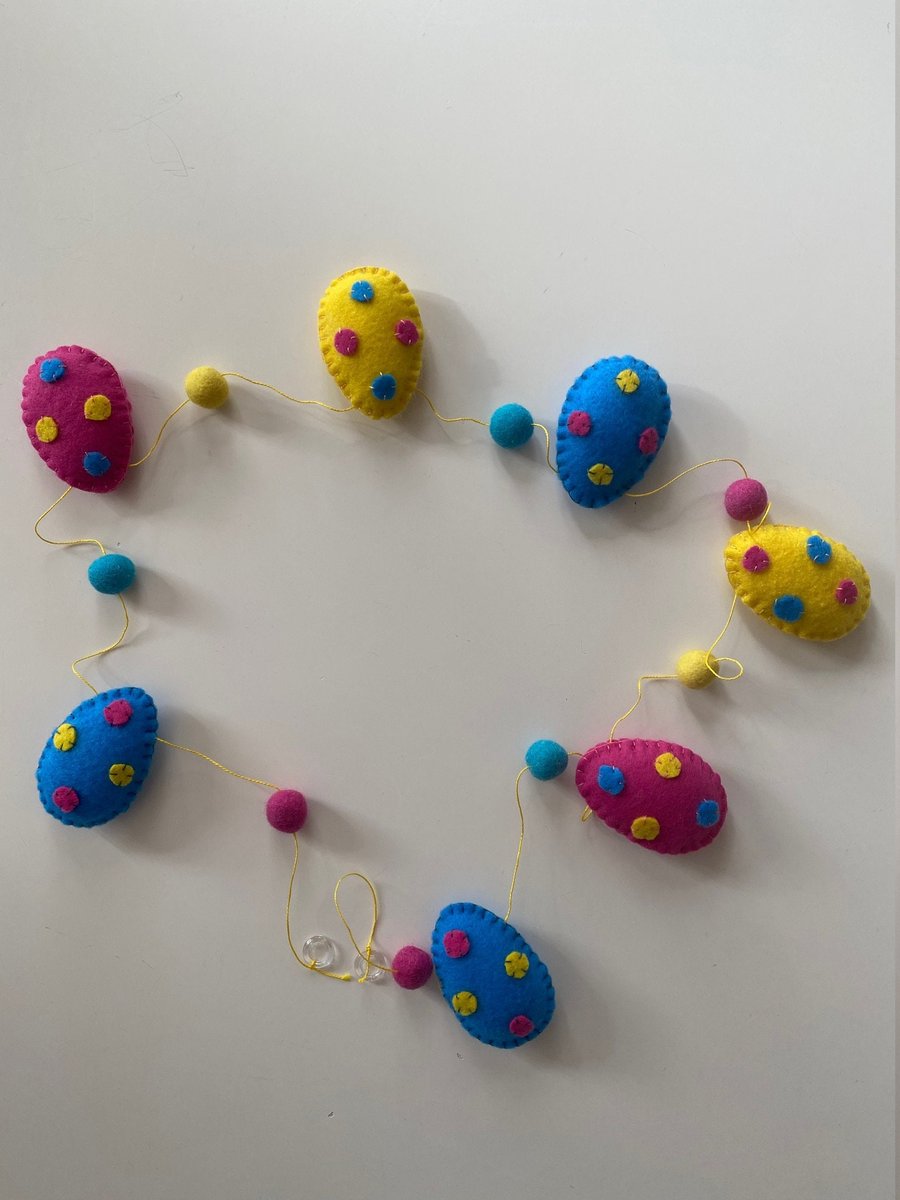 Felt Easter Egg Garland, Felt Easter Banner, Handmade Easter Bunting, Easter Egg