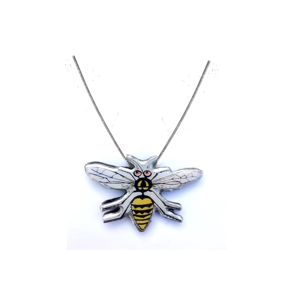 Whimsical Retro Wasp Resin Necklace by EllyMental Jewellery