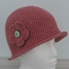 50% off Sale Crochet Cloche Hat Raspberry Pink