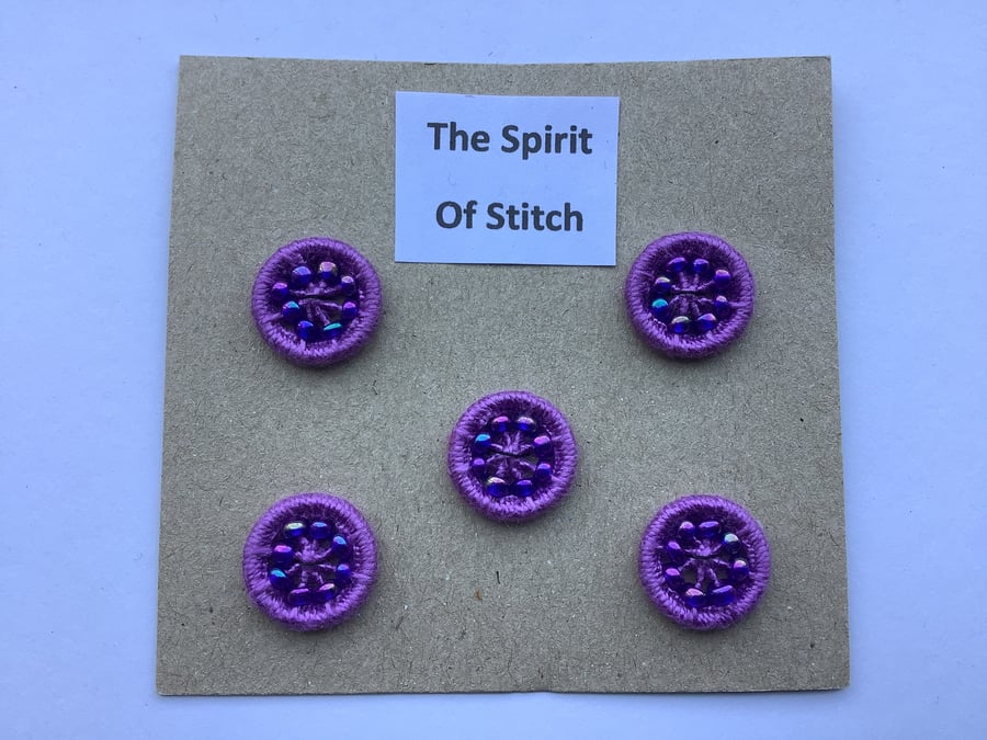 Pack of 5 handmade beaded Dorset buttons 15mm