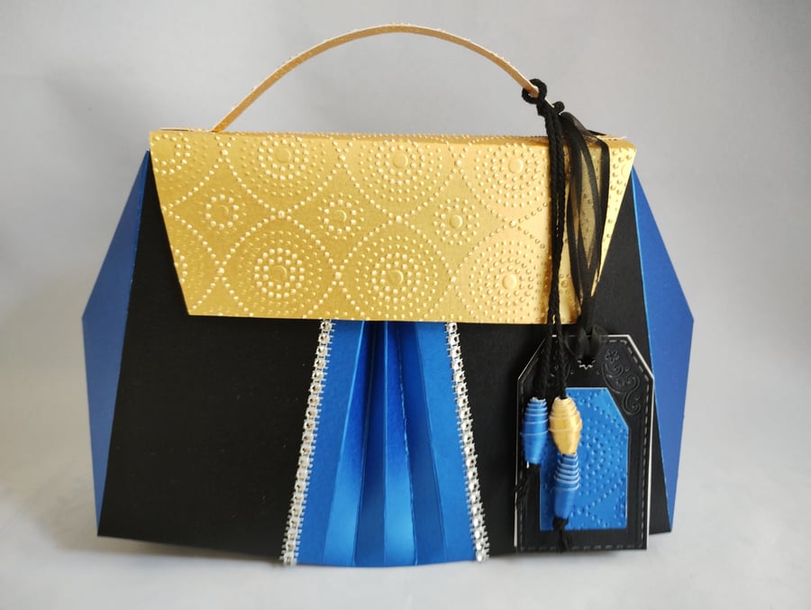 Art Deco Inspired Fanfold Handbag Style Gift Bag Box
