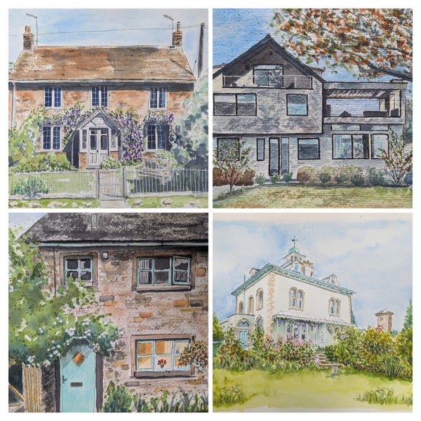 Personalised, custom made house portraits 