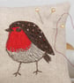 Pin Cushion Robin Wildlife Nature Bird Freehand Machine Embroidered - Image 2