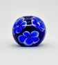 Handmade blue floral patterned lamp work glass beads - Image 2