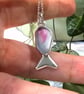 Handcrafted Sterling Silver Seaham Multi Sea Glass Pink Fish Pendant Necklace - Image 4