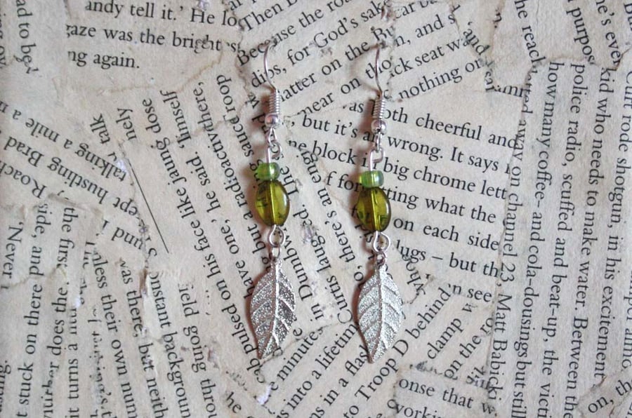 RESERVED for Nicola Simpson - Silver Leaf Dangle Earrings