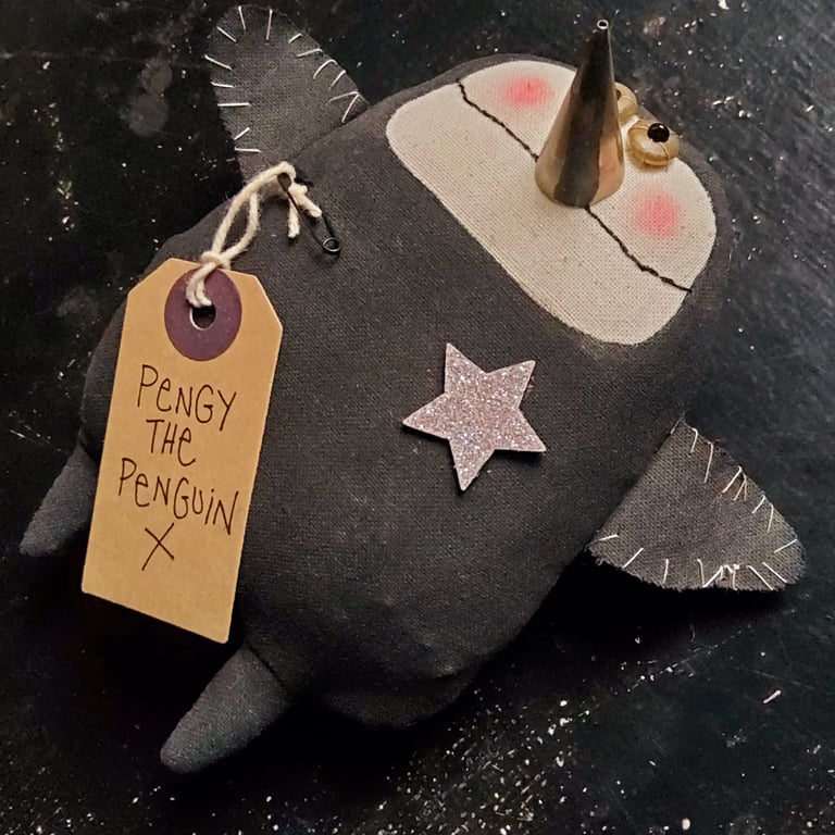 Handmade painted cotton penguin