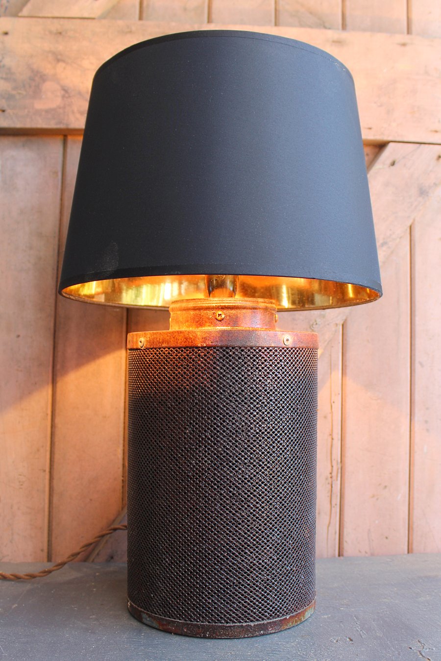 Factory Industrial Air filter Table Lamp Upcycled Loft,Urban,steampunk wth Shade