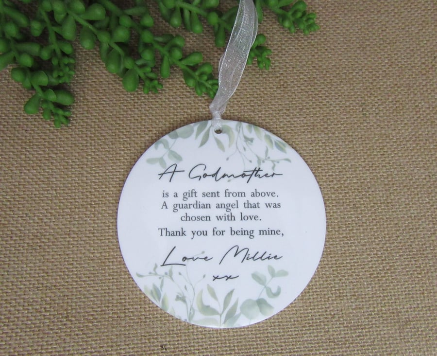 Personalised Godmother Thank You Gift Keepsake, Christening gift. Godparents