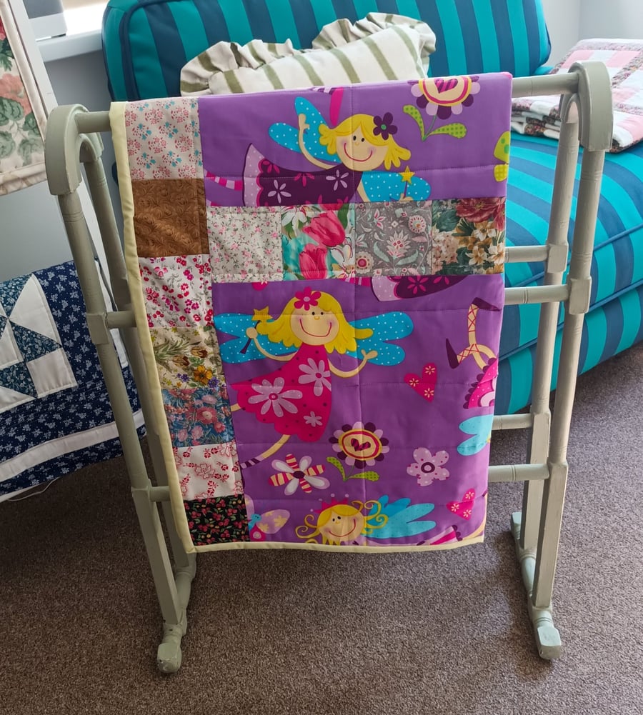 Baby quilt, stroller quilt, patchwork playmat, fairy garden quilt