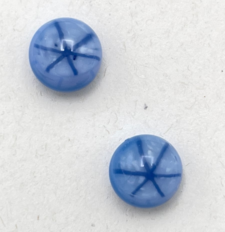 Blue Star Fused Glass Stud Earrings