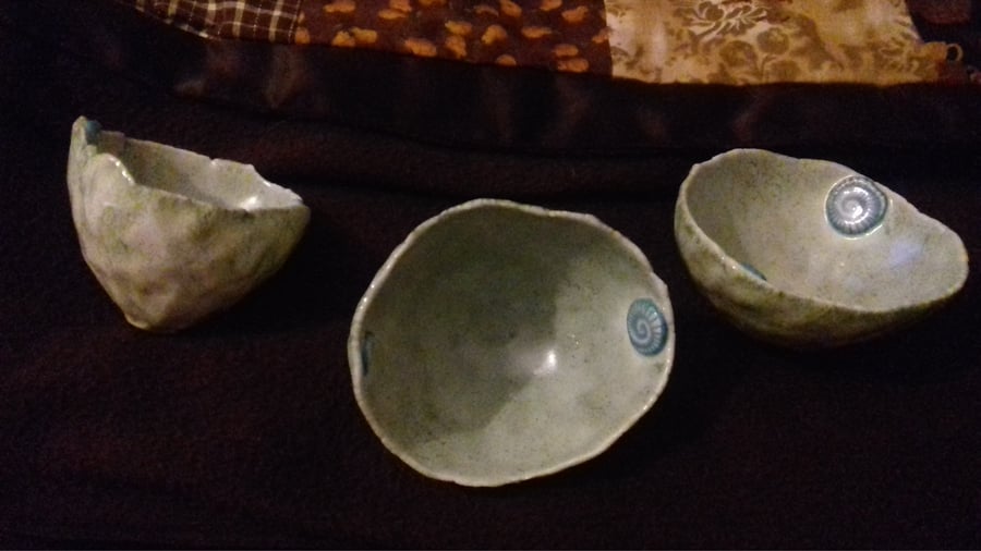 Handmade porcelain paper clay small ammonite bowl