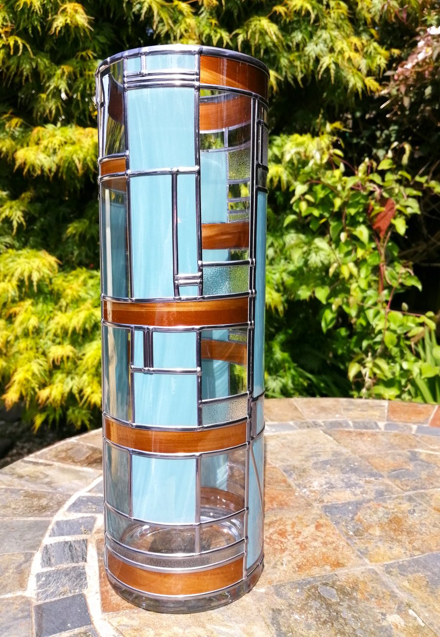Art Deco Stained Glass effect Flower Vase