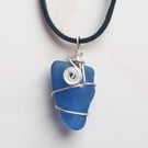 Vibrant Blue Seaglass Necklace 