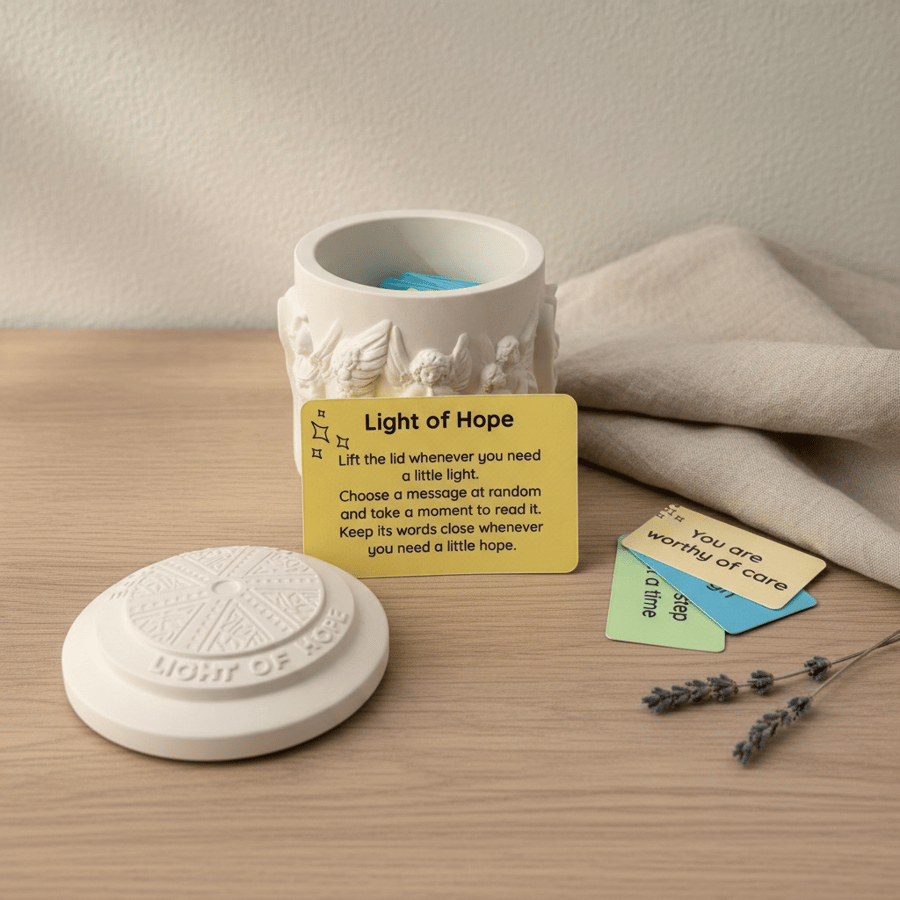 Light of Hope Angel Jar with 90 Affirmation Cards - Encouragement Gift