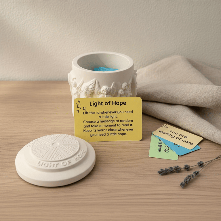 Light of Hope Angel Jar with 90 Affirmation Cards - Encouragement Gift