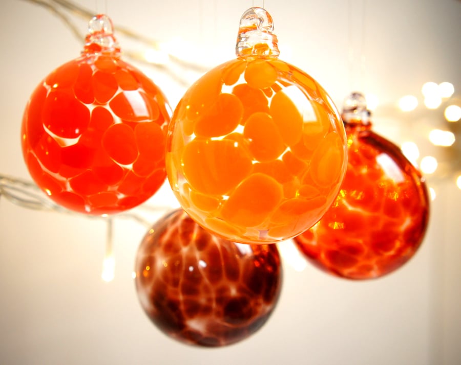 Mini Pumpkin Orange Handmade Blown Glass Bauble