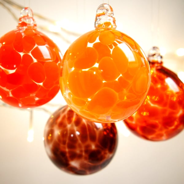 Mini Pumpkin Orange Handmade Blown Glass Bauble