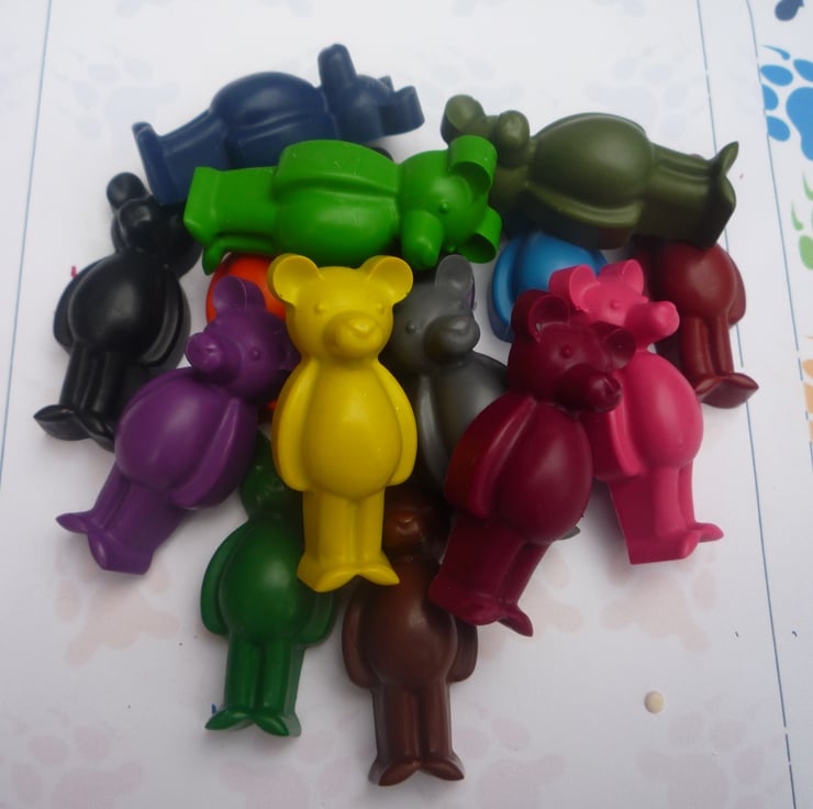 teddy bear novelty crayons x 6 crayons Folksy