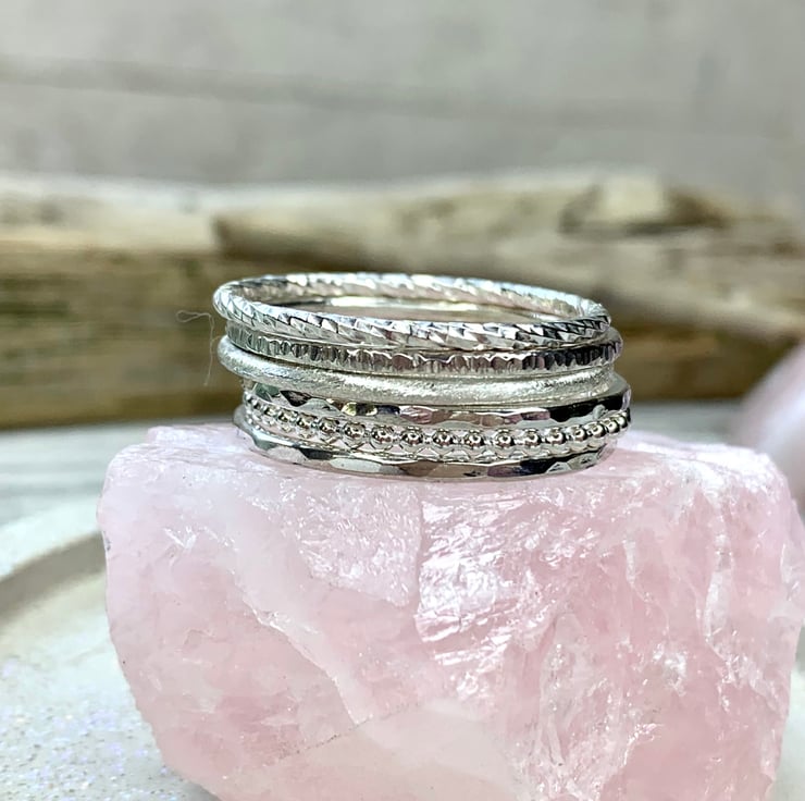 Sterling silver clearance stacking rings set