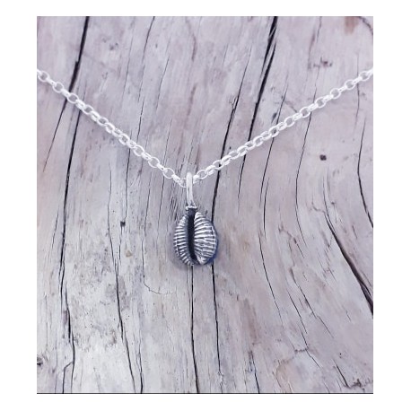 Silver Cowrie Grotie Buckie Shell Pendant-small