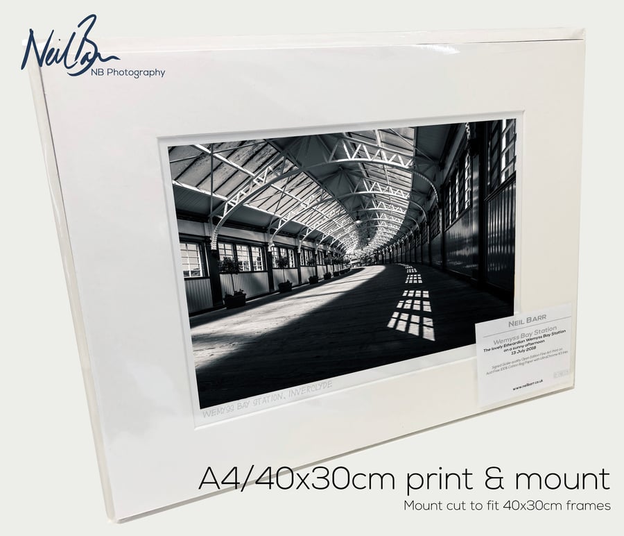 Wemyss Bay Station Scotland Black & White - A4 (40x30cm) Unframed Print