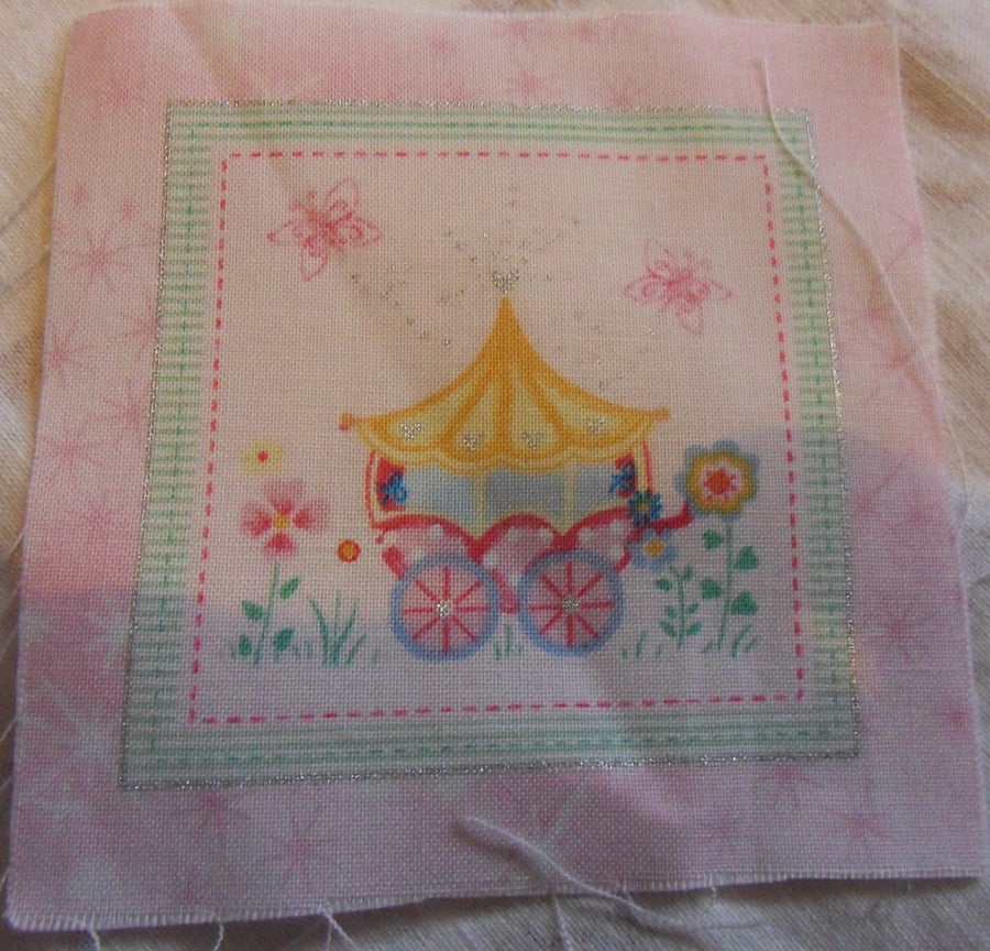 100% cotton fabric squares. fairy carriage (55)