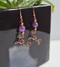 Natural Amethyst & Copper Dangle LOVE  Earrings Gift Crystal Jewellery Jewelry - Image 5