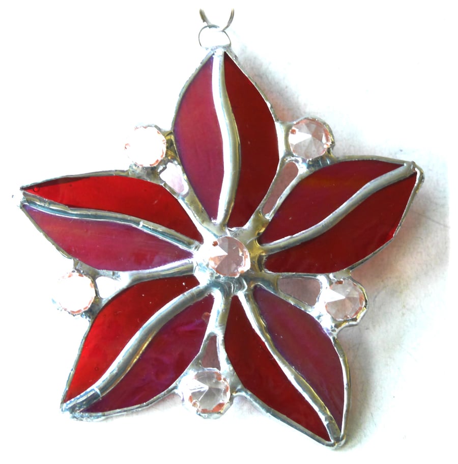 Crystal Star Flower Suncatcher Stained Glass 011 Red