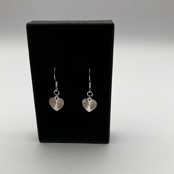 Silver Heart Drop Earrings