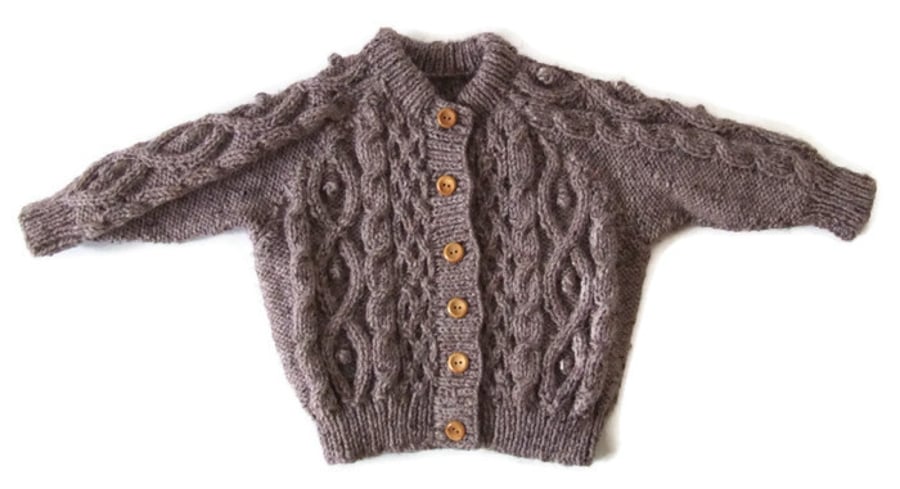 Hand knitted  Scottish Aran cardigan knitted to order