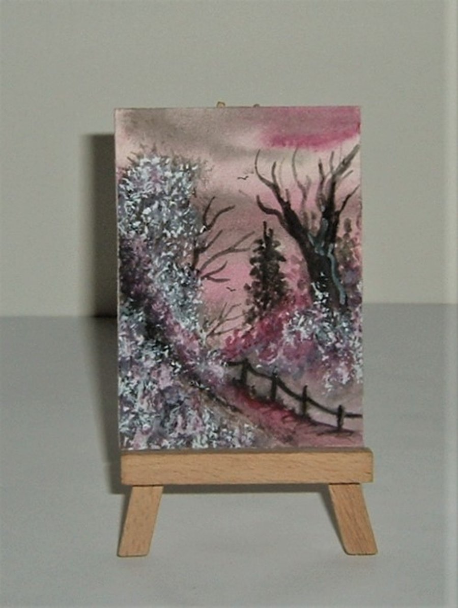 original fantasy art watercolour landscape painting ( ref F 867 )