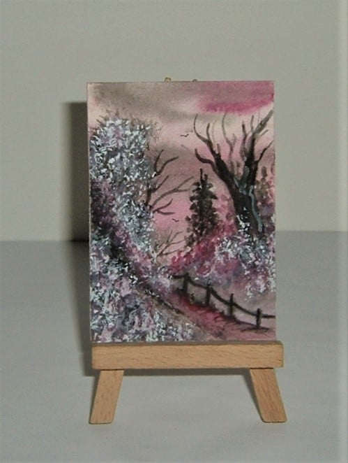 original fantasy art watercolour landscape painting ( ref F 867 )