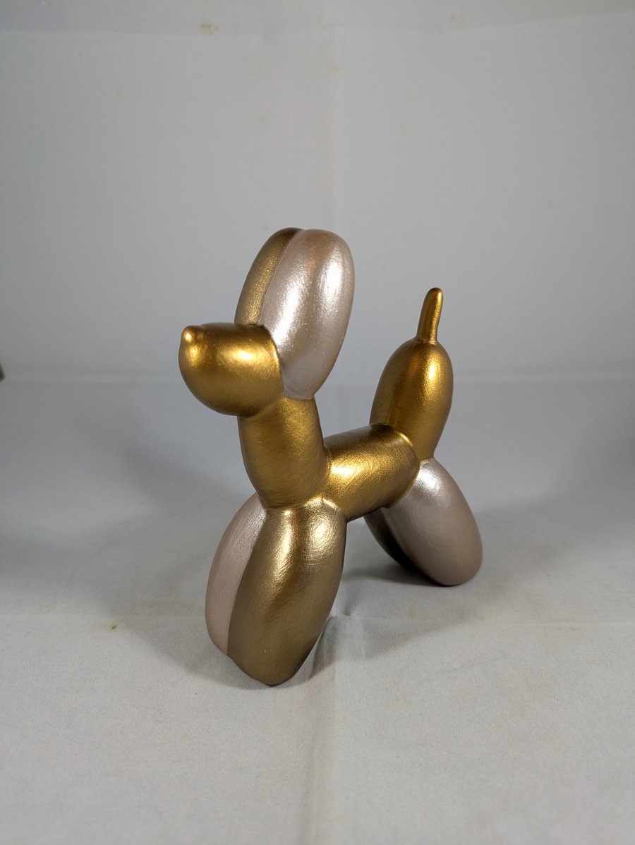 Metallic Coloured Ceramic Balloon Poodle Puppy Dog Animal Figurine Ornament.
