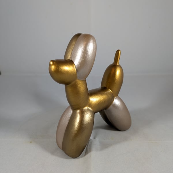 Metallic Coloured Ceramic Balloon Poodle Puppy Dog Animal Figurine Ornament.