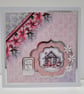 Set of 5 Coordinating Christmas Cards - Pink Poinsettia Snowy Homes - Image 6