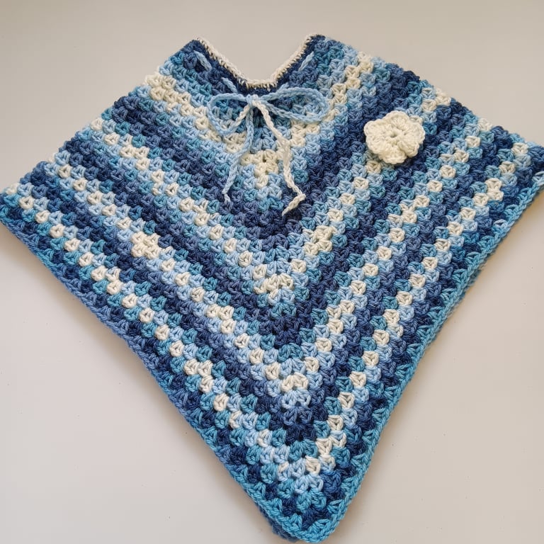 Crochet Child's Poncho (Blue Love) - adorable outerwear!