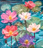 Colourful Water Lilies - Original Acrylic Painting inspired by Nature