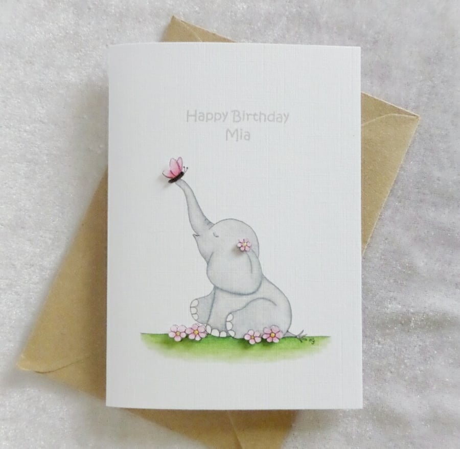 Personalised Flutterby 'Ellie' Birthday Card