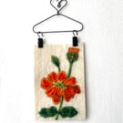 Hand Felted Zinnia Textile Artwork 