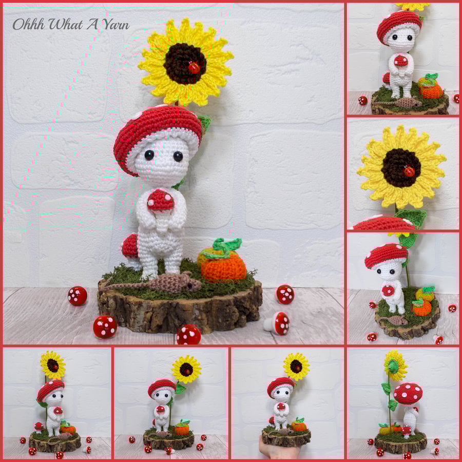 Crochet impkin, imp sculpture. Imp ornament.  Crochet decoration.