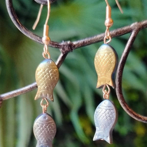 Iridescent Glass Fish earrings