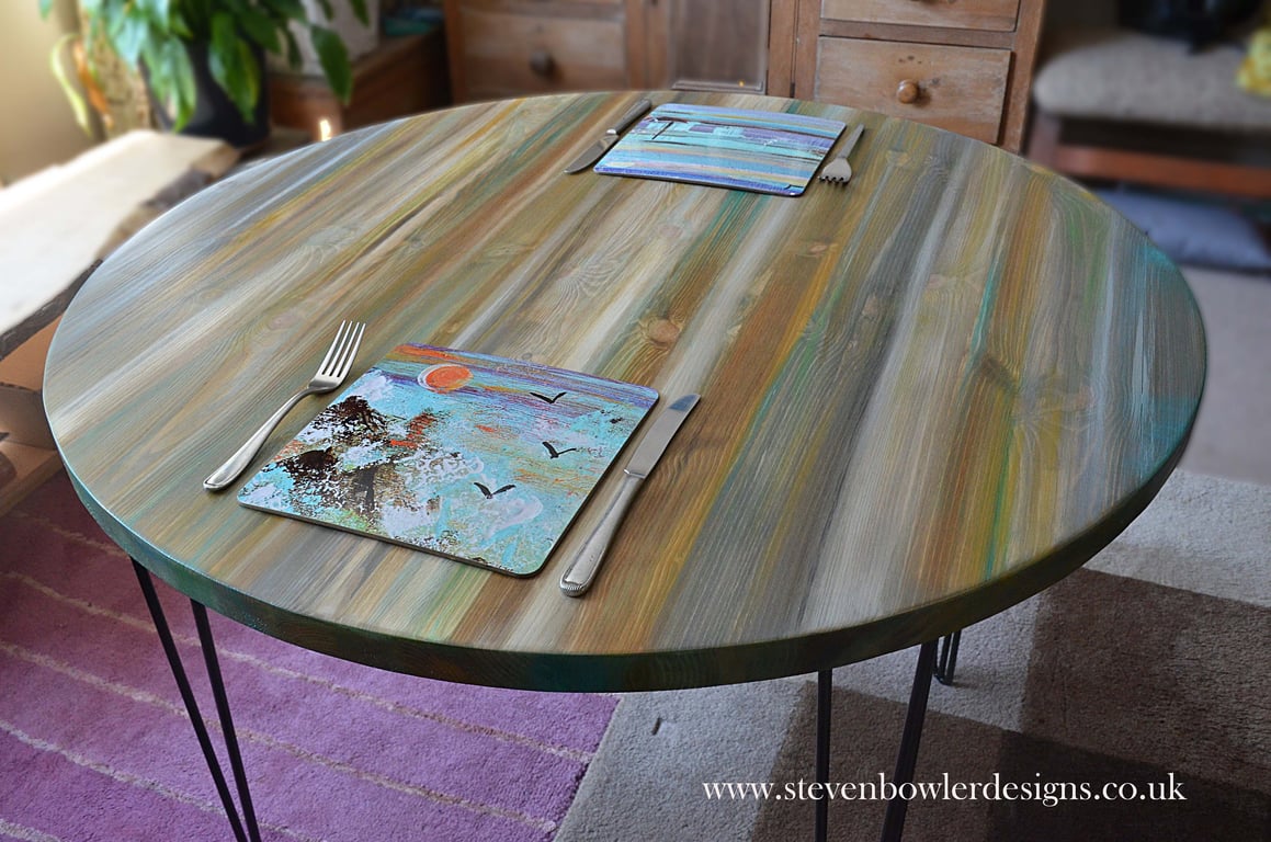 Round Dining Table Sandy Cove Colours Muted Pastel Coastal Cottage Furniture