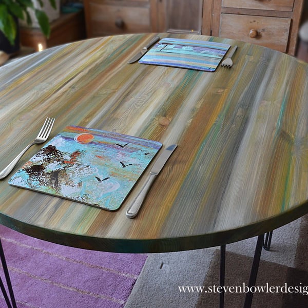 Round Dining Table Sandy Cove Colours Muted Pastel Coastal Cottage Furniture